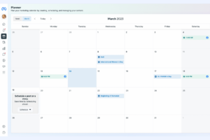 The calendar view of the Meta Business Suite's free scheduling tool for Facebook and Instagram